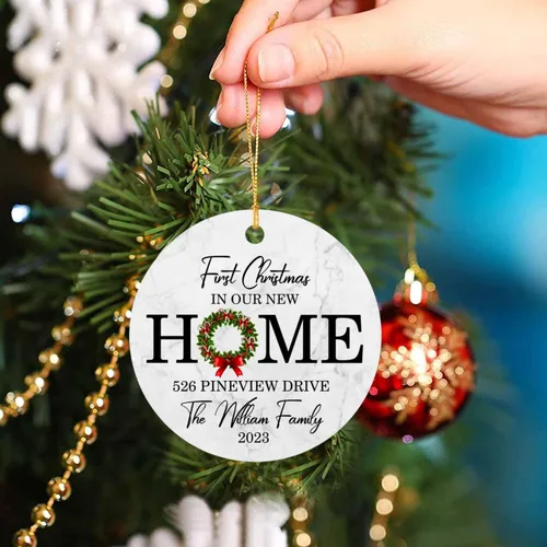 Vista 3 de Adorno personalizado para la primera Navidad en nuestro nuevo hogar, adorno de primera Navidad en el nuevo hogar, regalo de decoración