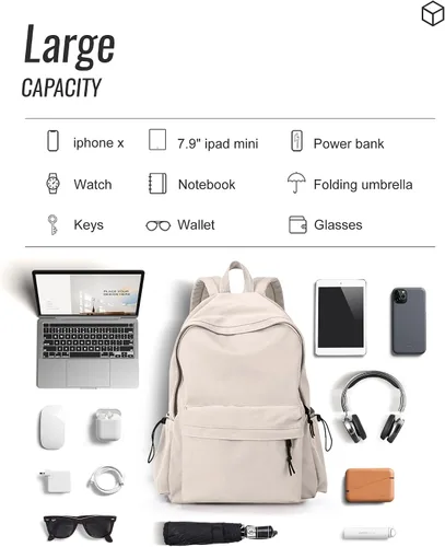 Vista 8 de BJLFS Mochila para mujer, Blanco, Mochilas Daypack