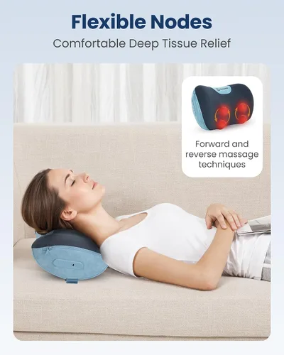 Vista 13 de COMFIER Almohada Masajeadora Shiatsu para Cuello y Espalda con Calor, Almohada Masajeadora para Cuello con Amasado 3D de Tejido Profundo