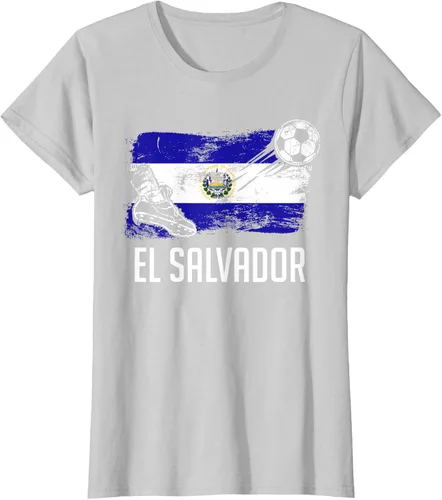 Vista 16 de Camiseta salvadoreña con bandera de fútbol salvadoreño