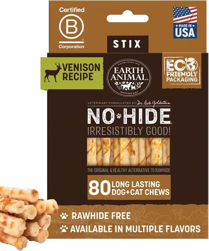 Vista 22 de Earth Animal No Hide Stix - Palitos masticables sin cuero de larga duración para perros pequeños, sabor a carne de res - Paquete de valor de 20