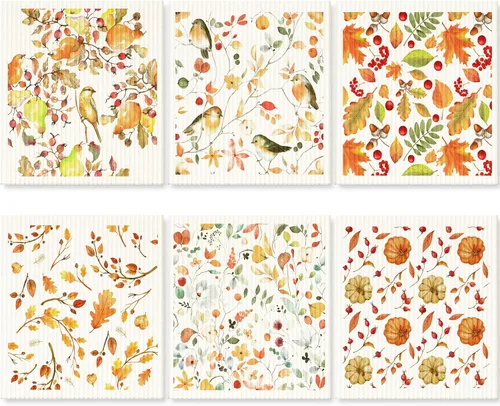 Vista 8 de 6 piezas de paños de cocina suecos reutilizables, toallas de cocina, paños de limpieza de esponja, paños absorbentes de secado rápido, paños