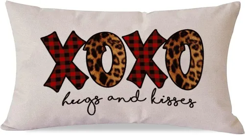 Vista 14 de XOXO - Fundas de almohada lumbares decorativas para el día de San Valentín, 12 x 20 pulgadas, de lino y algodón, para sofá, día de San Valentín