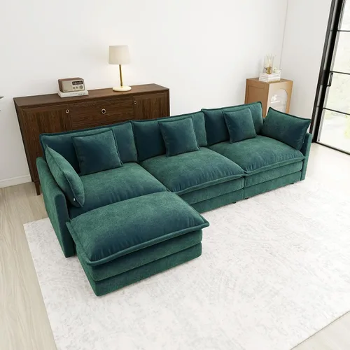 Vista 83 de Sofá Loveseat Grande en Beige y Blanco de 194.8 cm, Sofás Seccionales de 2 Plazas Grandes para Sala de Estar, Sofá Seccional Modular de Tela