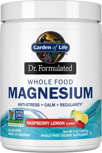 Vista 9 de Garden of Life Dr. Formulated - Polvo de Magnesio de Alimentos Integrales de 6.96 oz (197.4g), naranja, quelado, sin OMG, vegano, kosher, sin gluten