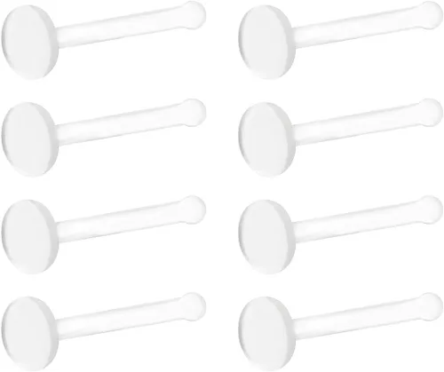 Vista 10 de Satix Retenedores de piercing transparentes de estilo mixto para cirugía de trabajo, retenedor de aretes transparente Bioflex, retenedor de anillos