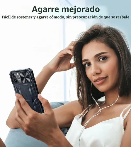 Vista 9 de FNTCASE for iPhone 11-Pro Case with Kickstand & Slide Black Negro