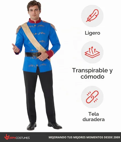 Vista 7 de Morph, Disfraz de príncipe azul para hombre, disfraces de Halloween