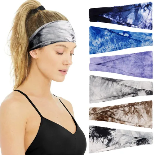 Vista 8 de Huachi Diademas para mujer, diademas elásticas bohemias para el cabello de mujer, antideslizantes, anchas y gruesas, de tela suave, accesorios