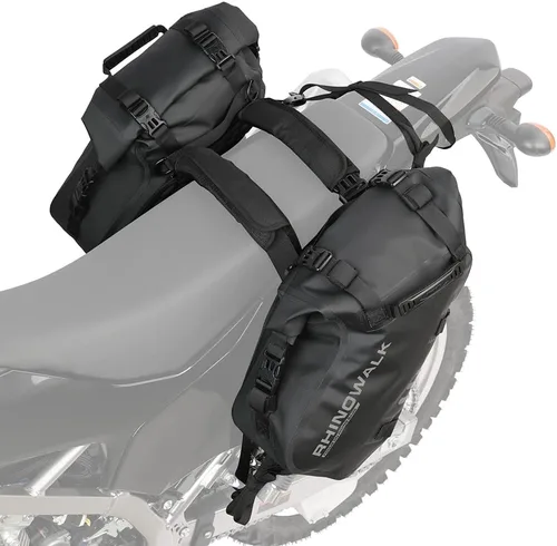 Vista 7 de Rhinowalk Bolsas de sillín impermeables antivibración para motocicleta, bolsas laterales para moto, bolsas de hombro para moto, alforjas de moto 18L