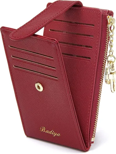 Vista 9 de Badiya Tarjetero para mujeres con RFID, carteras delgadas, plegables, tarjetero multifuncional, monedero
