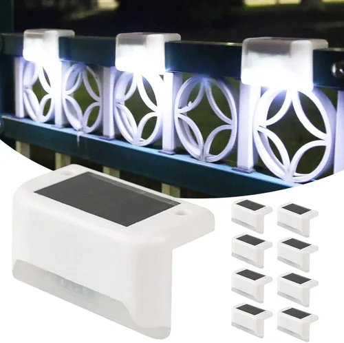 Vista 9 de EROCK Paquete de 8 luces solares para terraza, luces LED solares impermeables para escalones, exteriores, para escaleras, cubiertas, patios