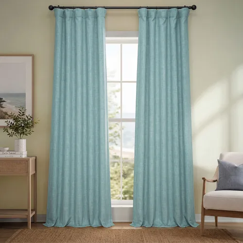 Vista 4 de HPD Half Price Drapes - Cortinas de lino sintético para sala de estar (2 paneles) - 100 pulgadas de ancho x 84 pulgadas de largo - Cortinas