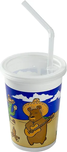 Vista 2 de AmerCare Vasos térmicos de temática mexicana de 12 onzas con pajitas y tapas, caja de 250