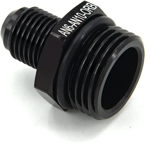 Vista 7 de 10AN Flare to 6AN ORB Macho O-ring Boss Bomba de combustible Rail Adaptador de riel de aluminio negro 2 unids