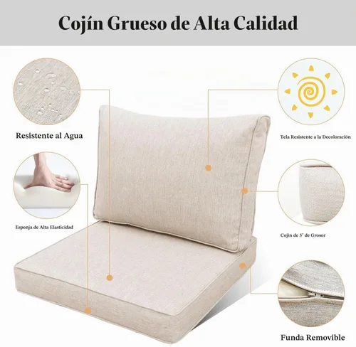Vista 3 de Juego de muebles de aluminio para patio, sofá modular para todo tipo de clima, juegos de conversación de patio en forma de L, sofá esquinero