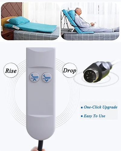 Vista 4 de Soporte de cama eléctrico inclinado, ayuda de respaldo ajustable, posición sentada o reclinada, ajuste de ángulo de 2-65°, transpirable y cómodo