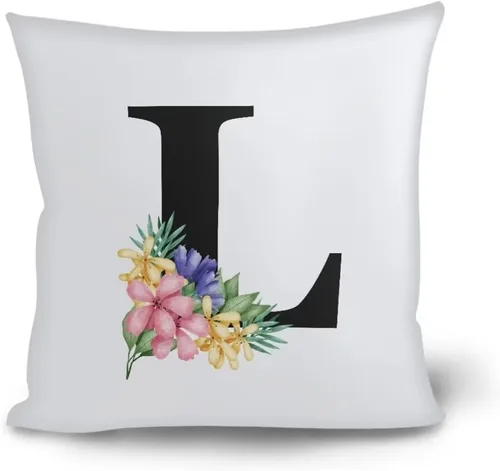 Vista 13 de Fundas de almohada decorativas del alfabeto, fundas de almohada con estampado floral de la letra B, fundas de almohada cuadradas suaves, fundas