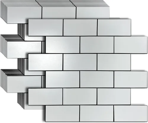 Vista 7 de XUANINY Azulejos de aluminio compuesto de metro de 20 hojas, calcomanías de suelo con textura 3D, paneles de pared autoadhesivos para salpicaduras
