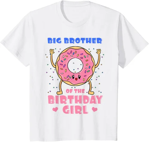 Vista 30 de Big Brother Of The Birthday Girl Donut Bday Party Bro Sib Camiseta, Negro, S