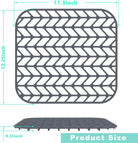 Vista 3 de AWOKE Protectores de fregadero para fregadero de cocina, tapete de fregadero de 12.25 x 11.5 pulgadas, resistente al calor, alfombrilla de silicona