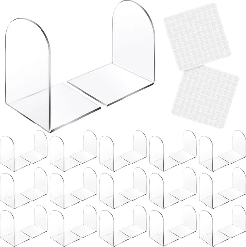 Vista 8 de Leinuosen 6 piezas de acrílico transparente con almohadilla de silicona antideslizante soporte para libros en forma de arco resistente