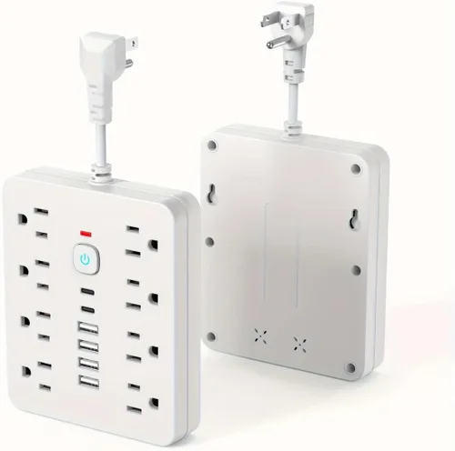 Vista 7 de Regleta de alimentación 14 en 1 con protección contra sobretensiones, interruptor de control de un solo toque, cable de extensión de montaje