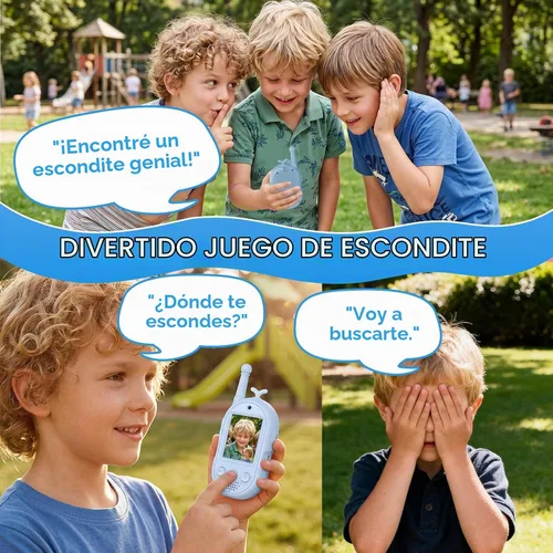 Vista 7 de Walkie Talkies de video para niños - Paquete de 2 recargables Azul