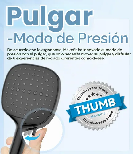 Vista 2 de Cabezal de ducha filtrado MakeFit con mango, cabezal de ducha de mano de 7 modos de alta presión con filtros, cabezales de ducha desmontables
