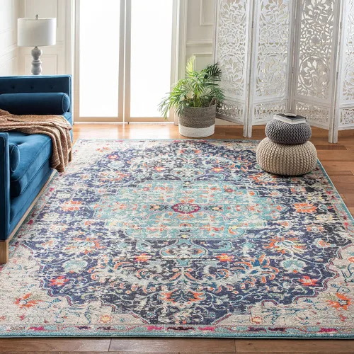 Vista 50 de SAFAVIEH Colección Madison MAD447B - Tapete bohemio con medallón antiguo y elegante, no desprende pelusa, para la sala, dormitorio, comedor