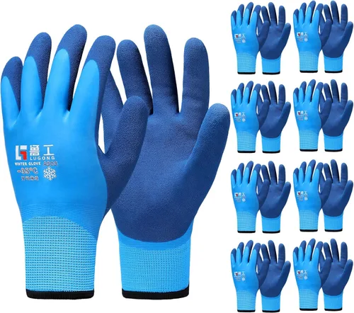 Vista 8 de Guantes de trabajo de invierno impermeables para hombre Guantes térmicos aislados Guantes cálidos de congelador para trabajo en clima frío
