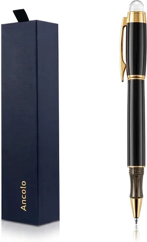 Vista 11 de Ancolo Bolígrafos de rodillo personalizados, juego de escritura suave de lujo con punta de cristal, tinta negra, personalizada con tu nombre