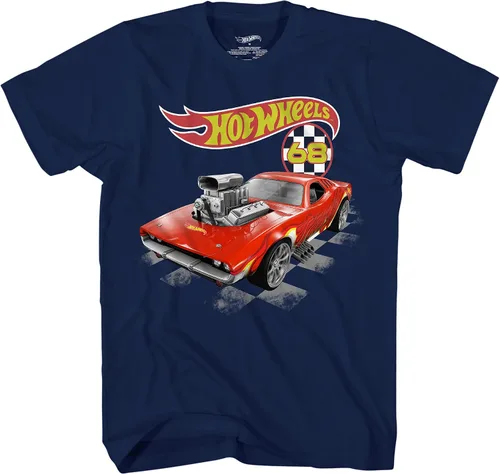 Vista 8 de Hot Wheels Short Sleeve Shirt - Boys Short Sleeve Tee - Cars Shirt Negro