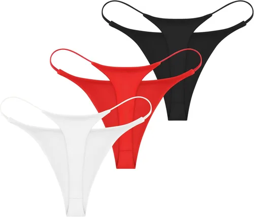 Vista 2 de ETAOLINE Bragas de tanga para mujer, parte inferior atrevida, color liso, tanga