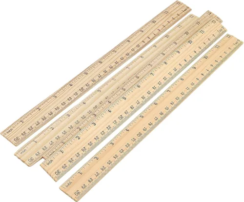 Vista 6 de MUKCHAP Paquete de 144 reglas de madera, rectas de 12 pulgadas, madera métrica de 11.8 in con centímetros y pulgadas para medir, oficina, 2 escalas