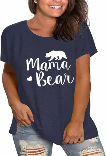 Vista 3 de Camisetas de manga corta para mujer con estampado de mamá de talla grande