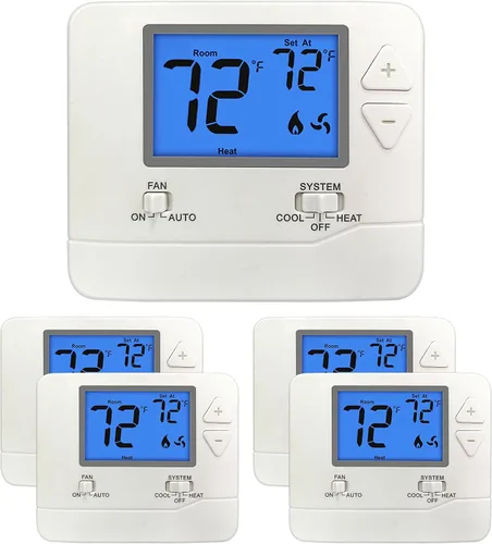 Vista 8 de ELECTECK - Termostato digital no programable, 1 calor/1 frío, negro Compatible with Single Stage Electrical and Gas/Oil System, for home use with