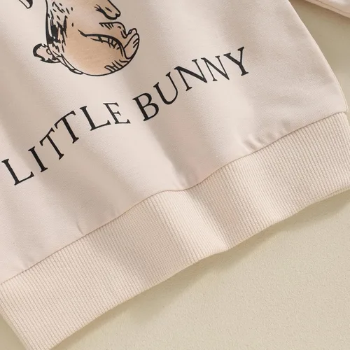 Vista 7 de Sudadera de manga larga con bordado de letras de corazón para el día de San Valentín para bebé y niña, ropa de otoño