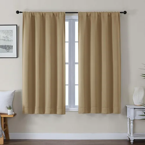 Vista 107 de Gwine Cortinas opacas para dormitorio, 54 pulgadas de largo, paneles de cortina de ventana con aislamiento térmico y reducción de ruido, cortinas