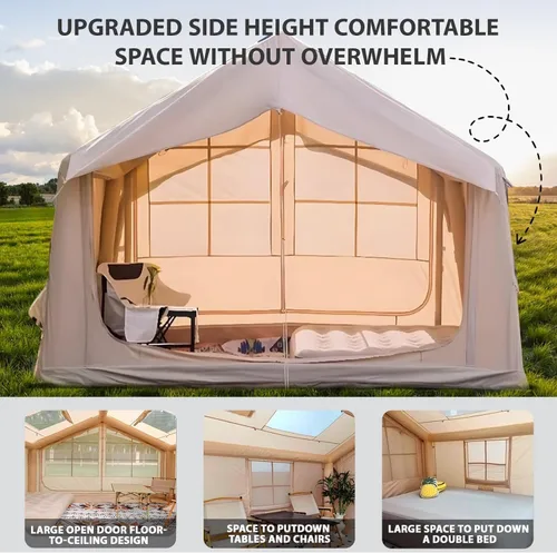 Vista 9 de SENLEETO Tiendas de campaña inflables para acampar de 6 a 8 personas, tienda de campaña inflable de lujo con puerto de CA, casa de tienda inflable
