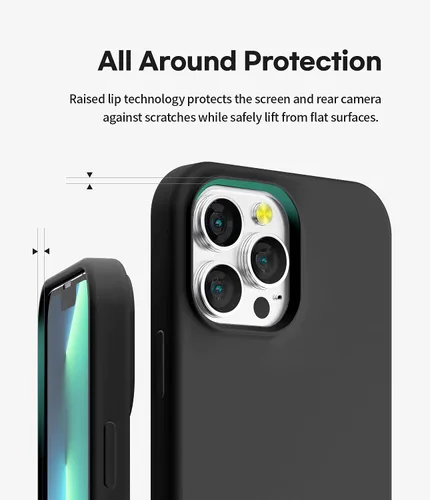 Vista 2 de GOOSPERY Funda de silicona líquida compatible con iPhone 13 Pro, suave al tacto, protección de cuerpo completo, a prueba de golpes, con forro