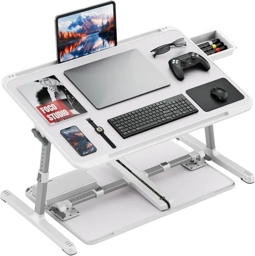 Vista 11 de Potuopy Escritorio ajustable para computadora portátil, bandeja de mesa de Negro