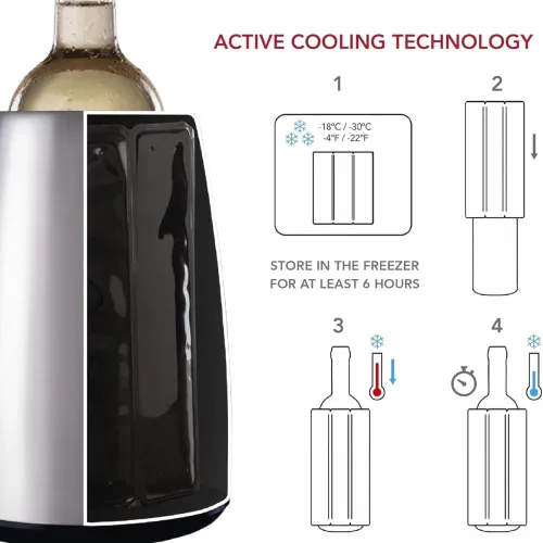 Vista 12 de Vacu Vin Rapid Ice – Enfriador de vino elegante – Negro, negro, Negro