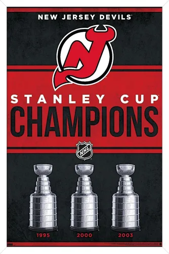 Vista 14 de Trends International NHL New Jersey Devils - Póster de pared Champions 23, 14.72 x 22.37 pulgadas, versión enmarcada de madera de granero