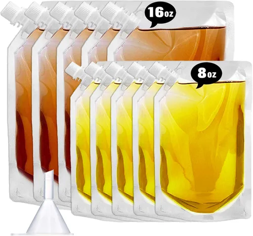 Vista 13 de Frascos de Plástico-Corredores de Ron Bolsas de Licor de Plástico para Colar Alcohol, A Prueba de Fugas, Sin BPA, Kit de Frasco de Viaje de Jugo
