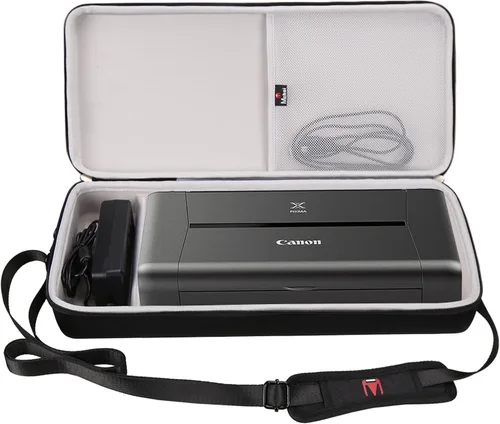 Vista 2 de Mchoi - Funda rígida para impresora móvil inalámbrica Canon PIXMA TR160 / TR150 / iP110 con batería, correa acolchada para el hombro, bolsillo