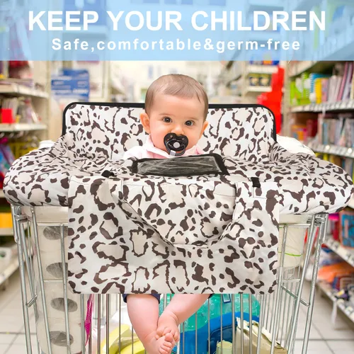 Vista 2 de Funda para carrito de compras para bebé 2 en 1 Funda para silla alta con arnés de seguridad Multifuncional Patrón gris Fundas de carro para bebés