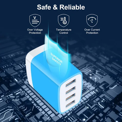 Vista 7 de Cargador de pared USB, toma de corriente múltiple, paquete de 2 bloques de carga rápida, bloque de carga rápida, caja de cubo de viaje, estación