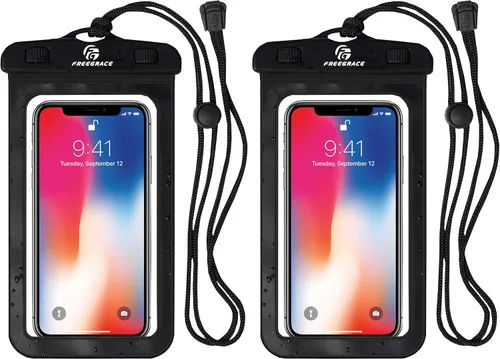 Vista 9 de Freegrace Juego de bolsas impermeables con correa para la cintura/funda para mantener tu teléfono y objetos de valor secos y seguros. Bolsas secas