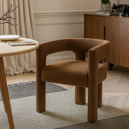 Vista 2 de Meridian Furniture 889Brown-C Colección Athena Moderna Silla de comedor contemporánea tapizada en terciopelo con terciopelo marrón suave, 25" An x
